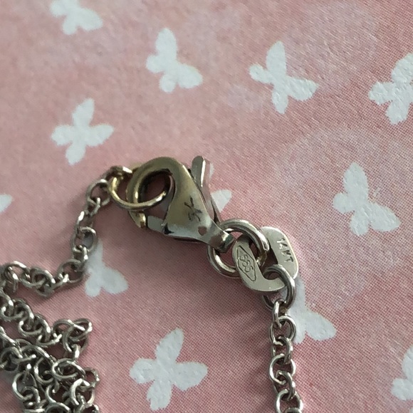 14k white gold necklace, removable pendant, multi-stone - Picture 3 of 6